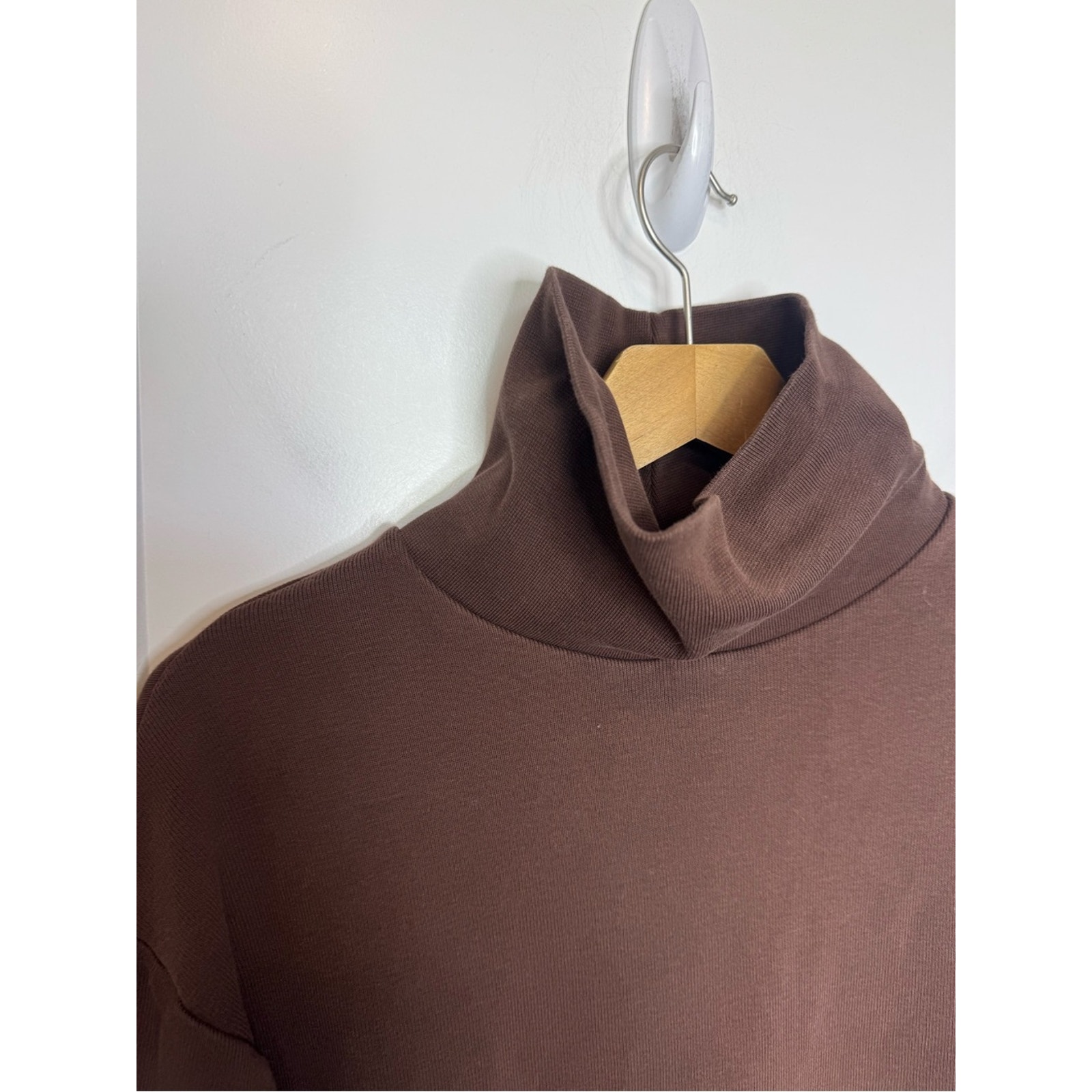 Twothirds Brown Organic Cotton Turtleneck Sweatshirt Midi Dress Size Small — image 2 of 6
